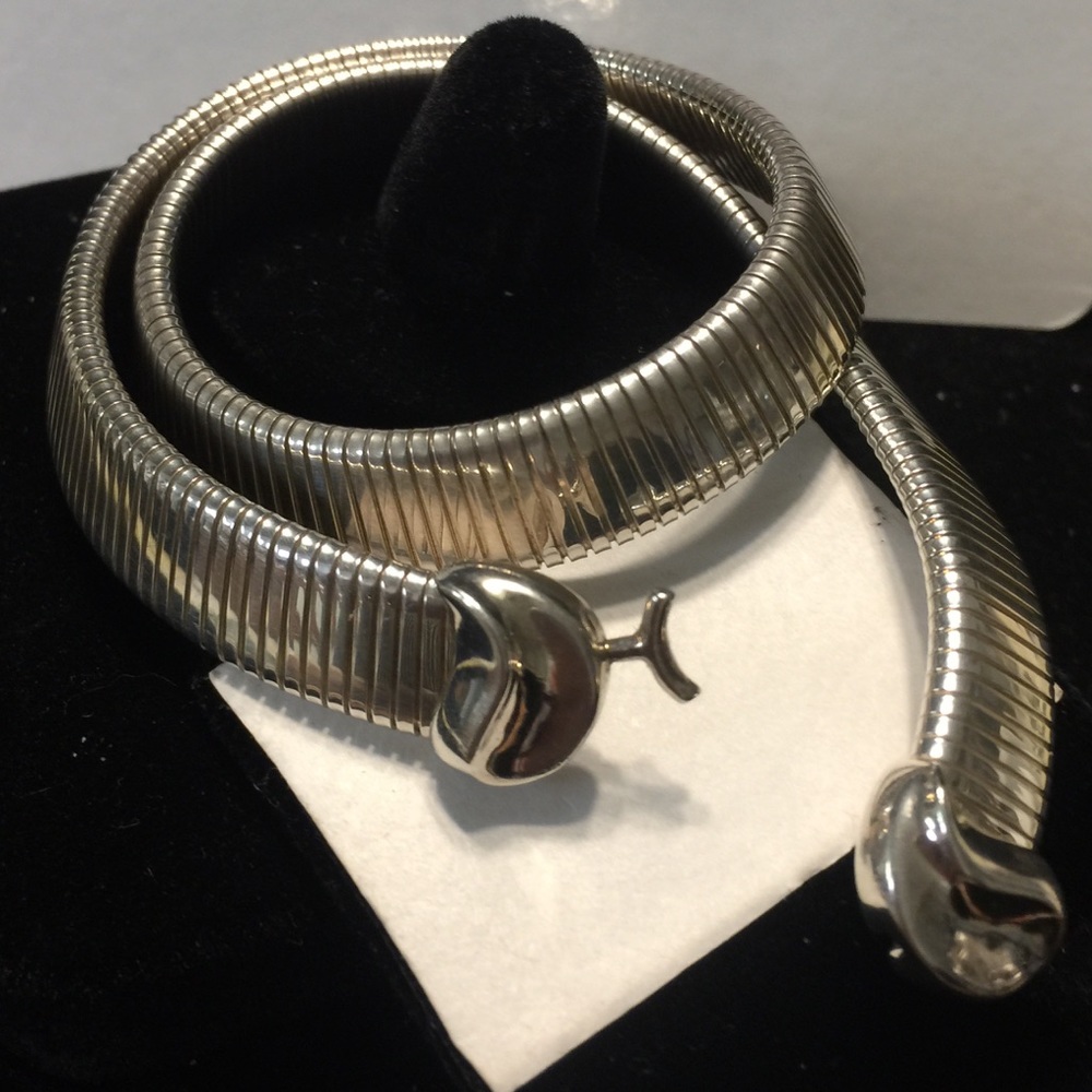 Classic Elegant Sterling Signed Snake Collar